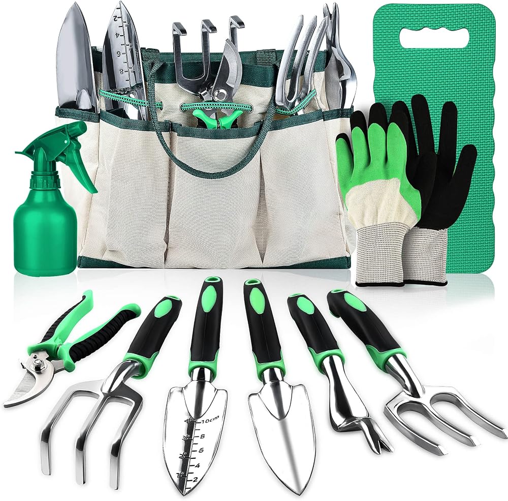 LBSTP 10 Piece Garden Tool Set with Storage Bag Garden Tools Gift Kit