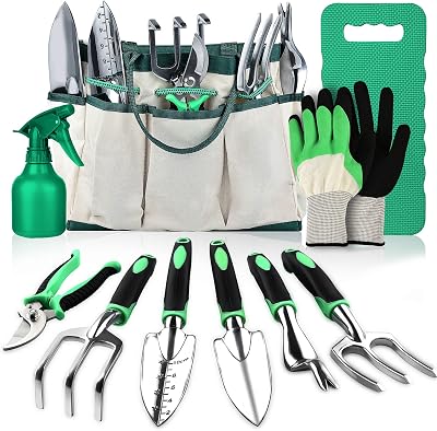 LBSTP 10 Piece Garden Tool Set with Storage Bag Garden Tools Gift Kit