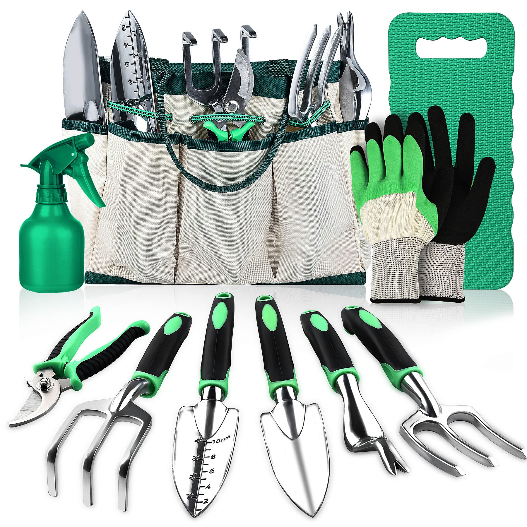 Gardening Hand Tool Gift Kit Gardening Gifts for Women & Men 10 Piece Heavy Duty Garden Tool Sets Garden Tools Bag for Women & Men Easy Storage