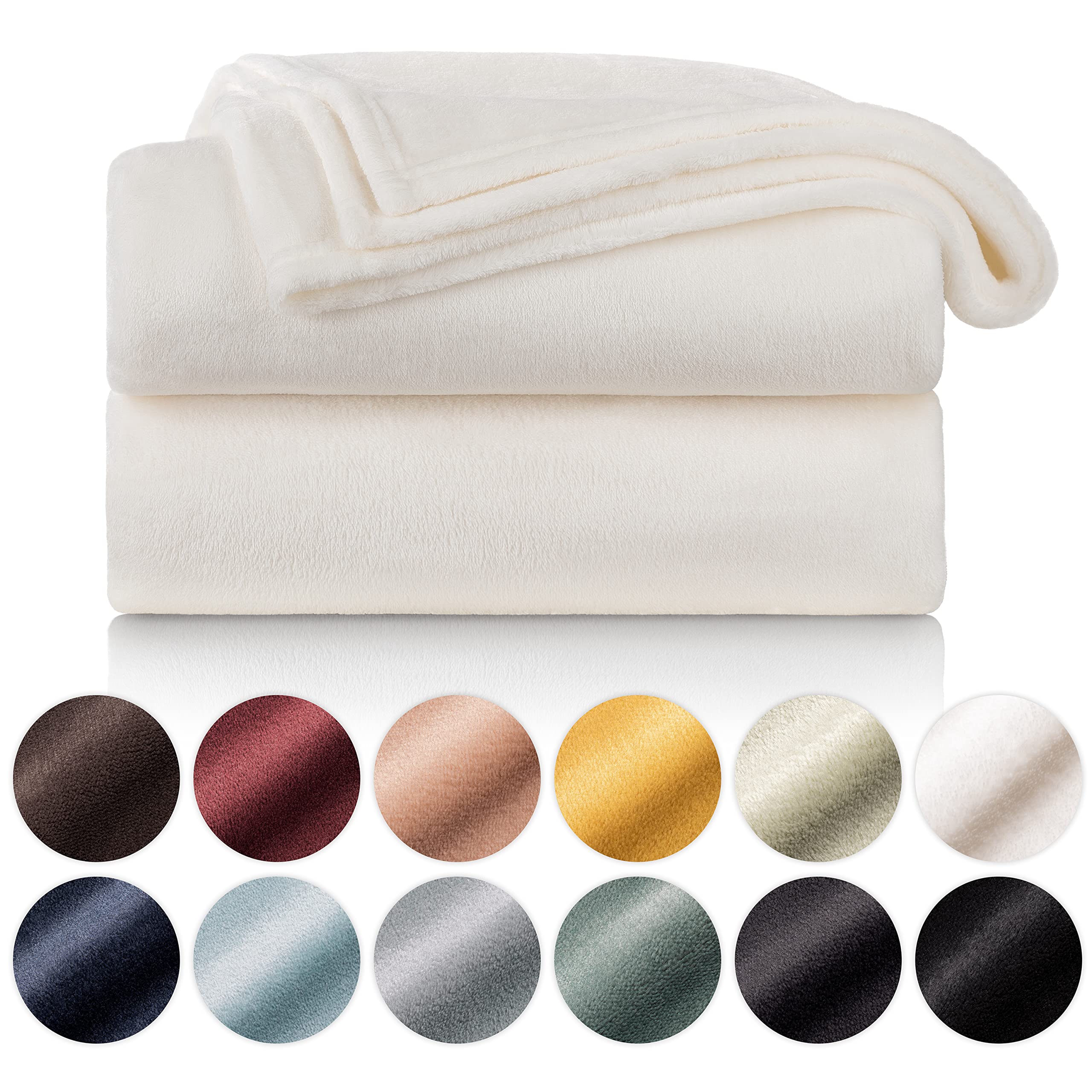 Blumtal Cosy Fleece Blanket - Super Fluffy and Thick Throws for sofas, Off-White Throw Blanket - King Size, 270 x 230 cm