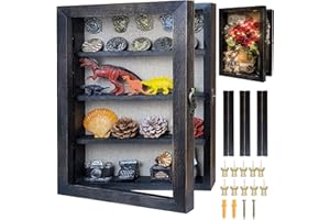 Houstimi Black 11x16 Large Shadow Box Frame Deep Shadow Box with Shelves Pet Memorial Shadow Box Display Case with Linen Back