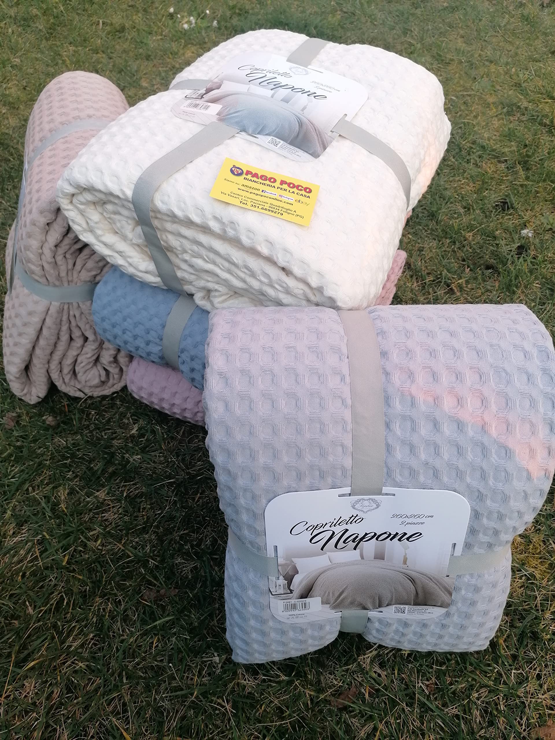 I Pay Little Spring-Summer Single Bedspread Size 170x260 100% Pure Honeycomb Cotton !!!!!! (Blue)