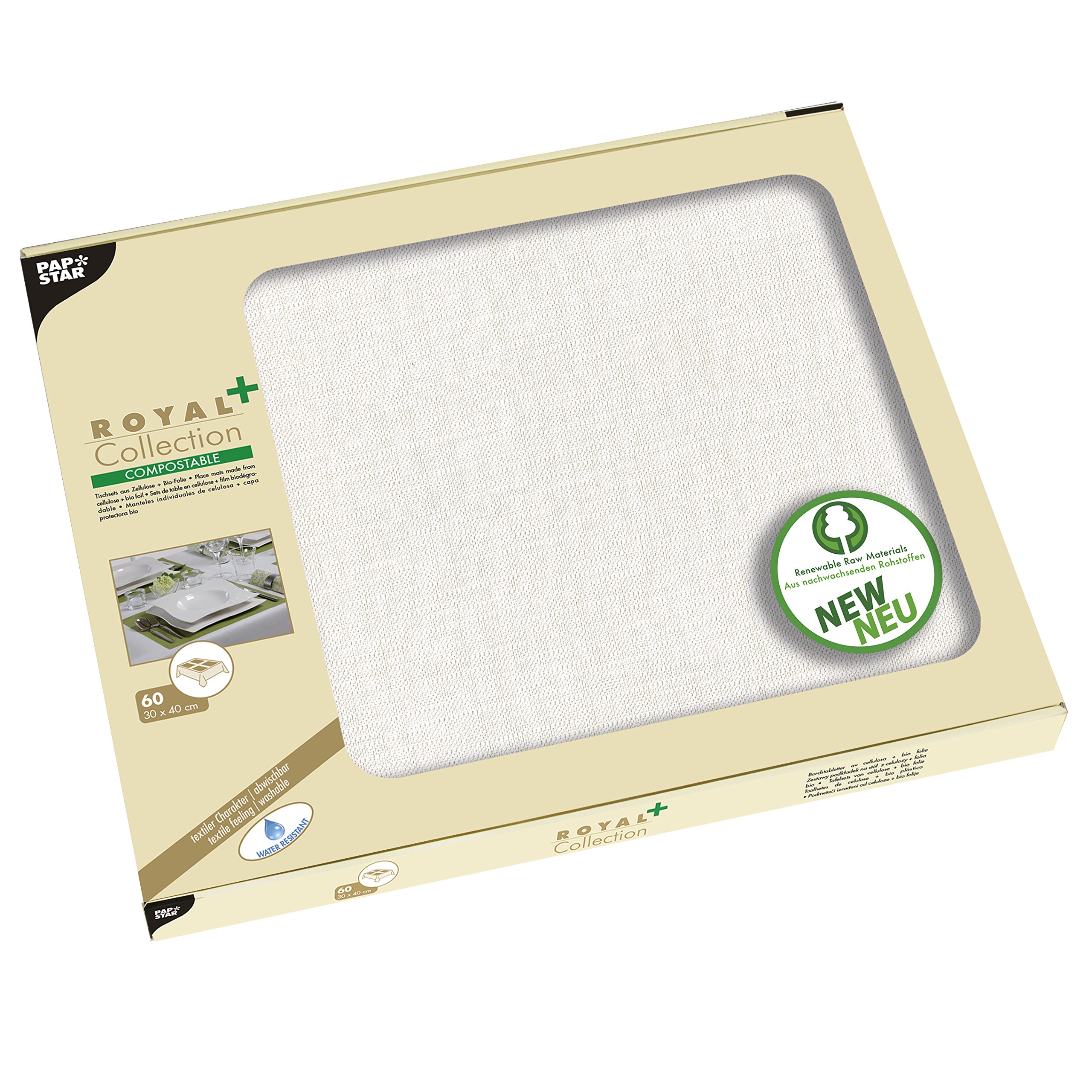 Papstar Royal Collection Plus, 60 Placemats which is just, Tissue 30 cm x 40 cm White # 85781