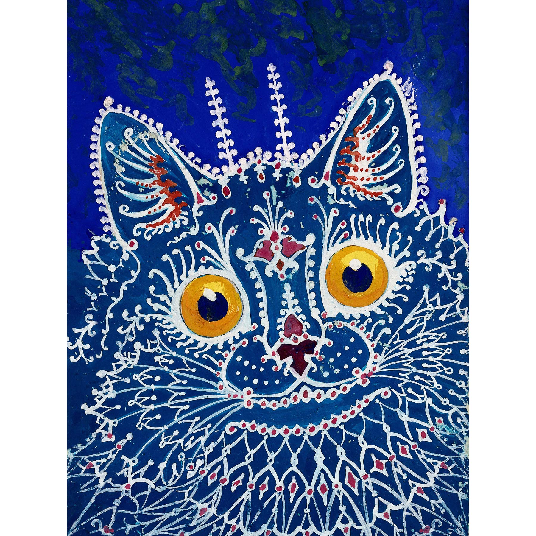 Wee Blue Coo Wain Cat Face Gothic Style Blue Large Wall Art Poster Print Thick Paper 18X24 Inch