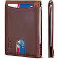 SERMAN BRANDS RFID Blocking Slim Bifold Genuine Leather Minimalist Front Pocket Wallets for Men with Money Clip Thin Mens