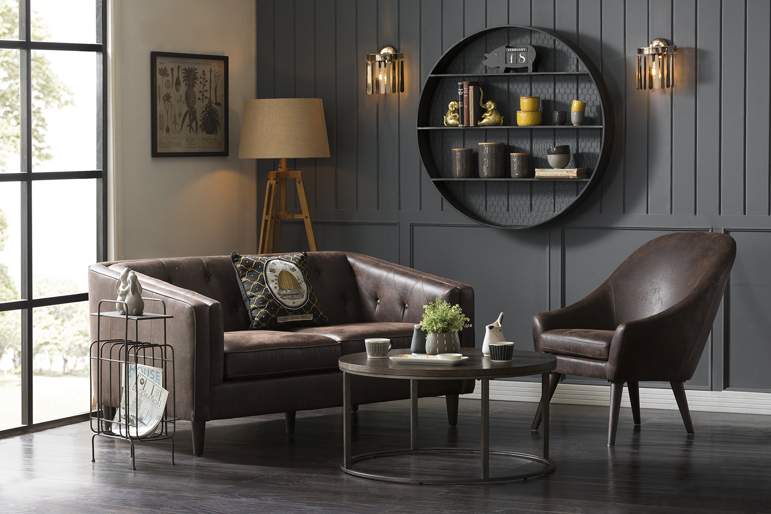 Creative Co-op Round Metal Wall Décor with 4 Shelves