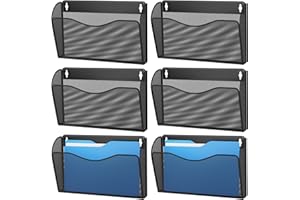 GDINDINFAN 6 Pack Wall File Organizer, Mesh Haning Wall File Holder, Wall Mounted Mail Organizer for Office/Home, Black