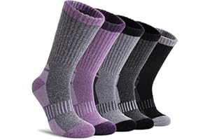 DYW Womens Merino Wool Hiking Socks Thermal Warm Winter Boot Crew Socks Cushion Work Walking Gift Socks 5 Pairs