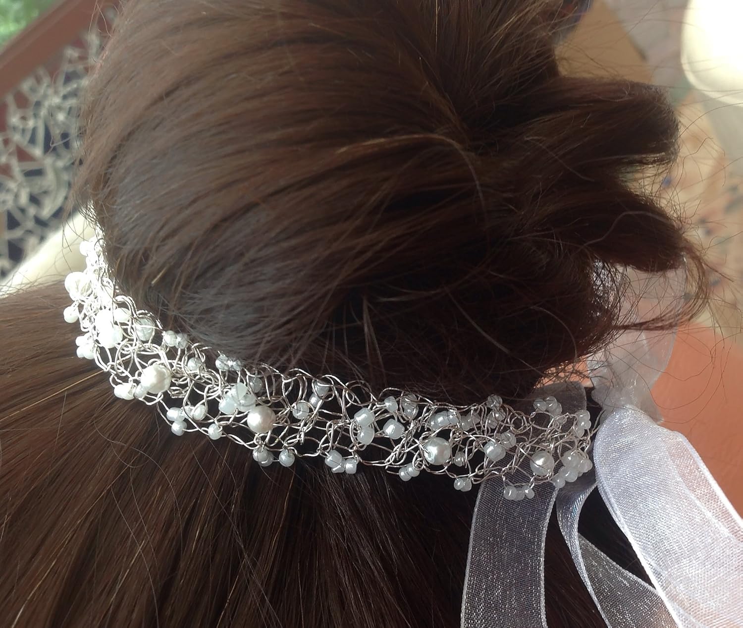 Wedding Bun Wrap Bridal Hair Piece Bohemian Celtic Crochet