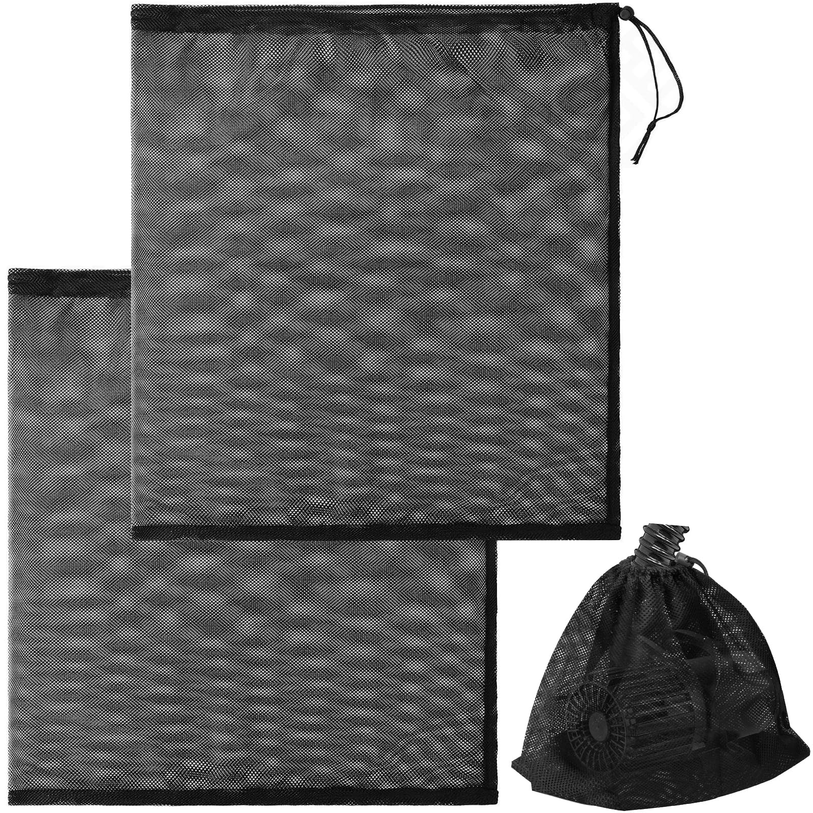 LICQIC Water Pump Bag, Pond Filter Mesh, Water Filter Net Cover with Drawstring, 2 Pcs 47 x 47 cm, Black