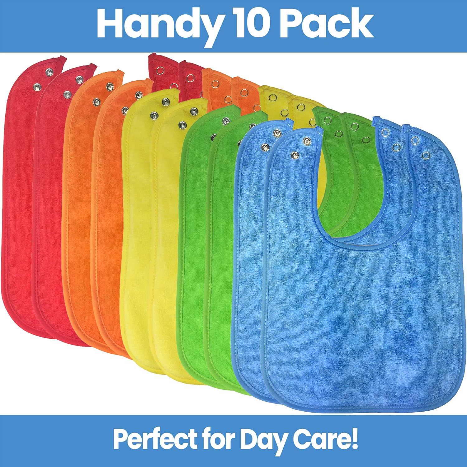 Waterproof Baby Bibs with Snaps, Unisex, 10 Pack, Solid Colors: Clothing