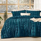 Bedsure Tufted Boho Comforter Set King Size - Teal Boho Bed Set, GentleSoft 3 Pieces Farmhouse Shabby Chic Embroidery Bedding, Gifts for Woman, Soft Jacquard King Comforter for All Seasons