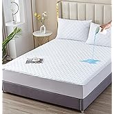 Full Size 100% Waterproof Mattress Protector, Quilted Cooling Fitted Bed Mattress Cover Pad, 13"-15" Deep Pocket, Soft and Br