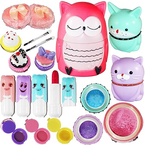 Joyin Toy All In One Girls Makeup Kit Including 4 Lip Balms 3 Lip Gloss 2 Shimmer Powderseyeshadow And 1 Large Blush