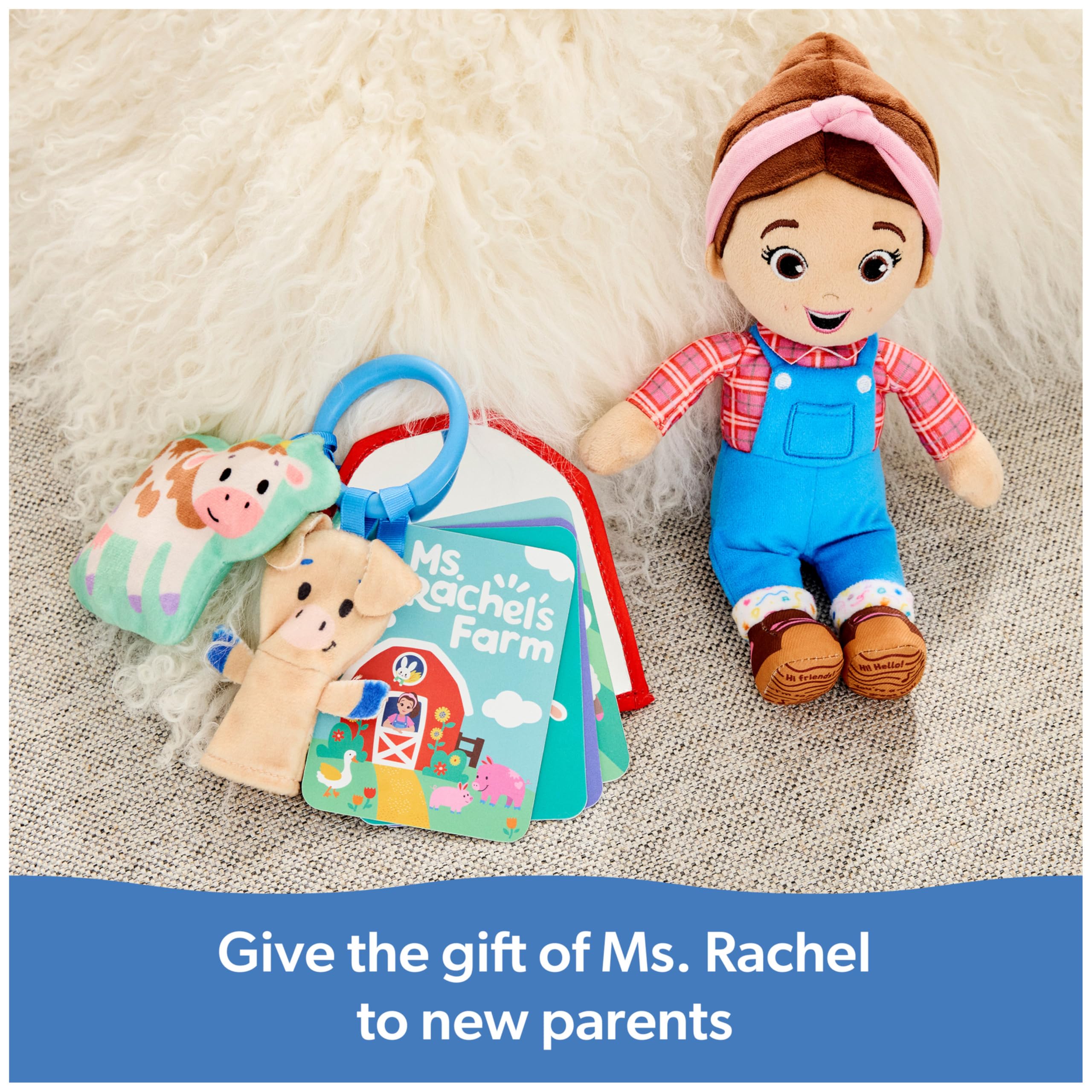 Ms. Rachel Official Farm Friends Baby Registry Gift Set with Plush, Animals Cards & Finger Puppet, Educational Toys & Baby Toys for Girls & Boys Ages 0+ (Amazon Exclusive)