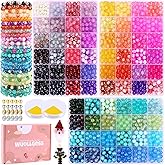 2080Pcs 8mm Glass Beads for Jewelry Making, 72 Colors Crystal Beads Bracelet Making Kit, Round Glass Beads for Bracelets and DIY Crafts, Solid, Crackle and Marble Colors, 3 Box