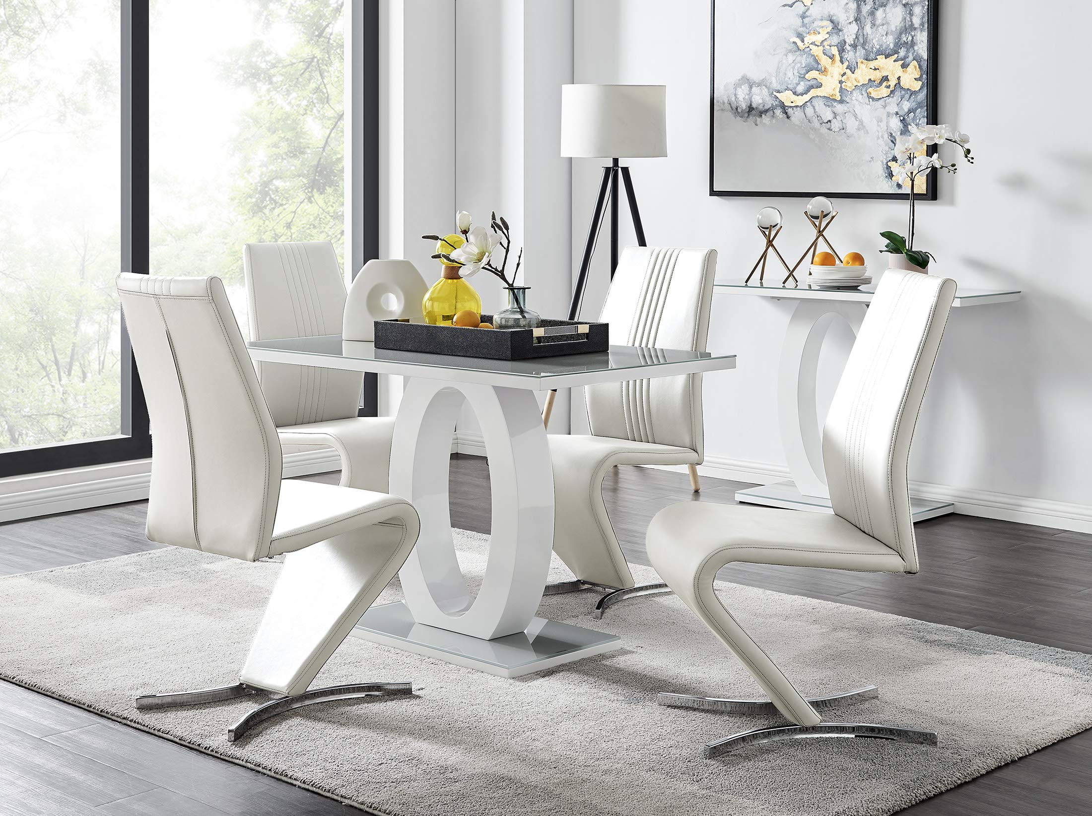 Buy Furniturebox UK Giovani Modern Grey/White High Gloss Glass Dining