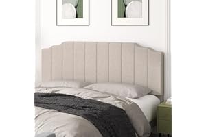 Befurtori King Size Headboard Only, Linen Wall Mounted Headboard King for Adjustable Bed Modern Upholstered Head Board Easy Assembly, Beige