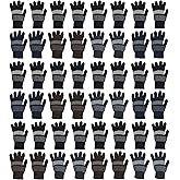 48 Pairs Winter Magic Gloves, Bulk Warm Brushed Interior, Stretchy Assorted Mens Womens
