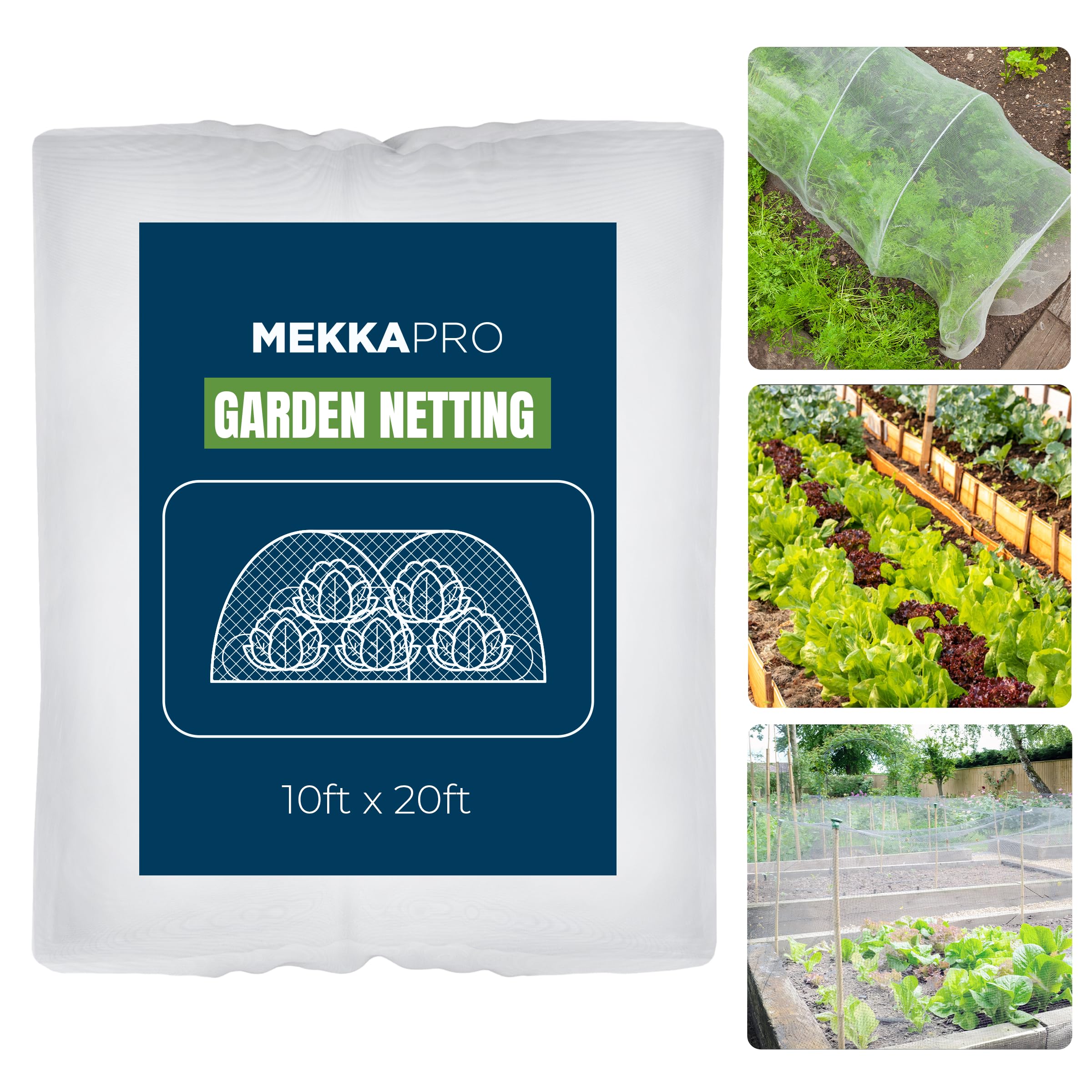 MEKKAPRO XL Mosquito Bug Screen Netting, Garden Netting for Vegetables, Flowers, Fruits, Plants Barrier Insect Bird (10ft x 20ft (3m x 6m))