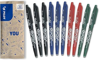 PILOT FriXion Ball Erasable Rollerball Pen Set of 10 Blue Black Red Green
