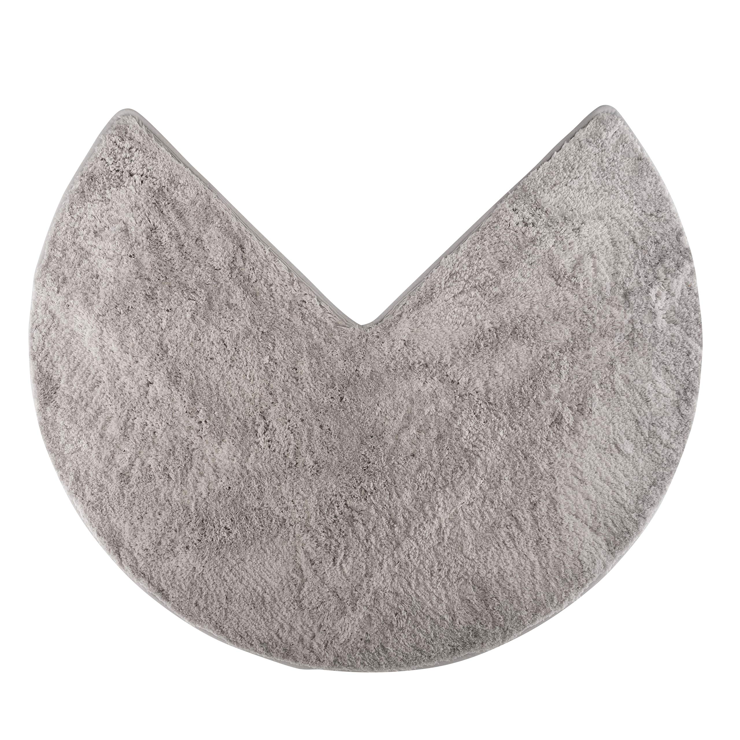fluffy® Bath Mat for Corner Showers, made of Microfibre, with Non-Slip Bottom (Round | Inner Dimensions 45 x 45 cm, Grey)