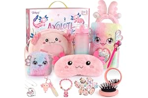 TEKEII Axolotl Gifts for Girls, Axolotl Toys with Fluffy Diary, Sticker, and More Stuff - Gifts for Kids 6-8 Year Old, Christmas Birthday for Girls Age 3 4 5 6 7 8 9 10 Years Old