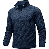 MAGCOMSEN Men's Quarter Zip Pullover Long Sleeve Fleece Lined Sweatshirts 1/4 Zip Golf Sweater Winter Casual