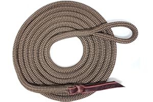 Knotty Girlz 9/16 Double Braid Polyester Yacht Horse Lead Rope Natural Horsemanship with Option of Loop or Snap 12ft. or 14ft. Lengths (Brown, 12 ft. No Snap)
