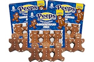 NEEDZO Limited Edition Gingerbread Men Shaped Peeps, Seasonal Marshmallow Christmas Treats, Stocking Stuffers and Holiday Desserts, 6 Count, (3pk)