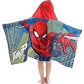 Jay Franco Kids Hooded Towel – 22" x 51" Super Soft Bath Wrap with 3D Hood, Beach, Pool & Travel, Official Licensed Product, Multi - Spiderman