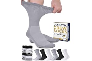 Pembrook Diabetic Socks Men and Women - Non Binding Neuropathy Diabetic Socks Women | Black, Gray, White - 6 Pairs