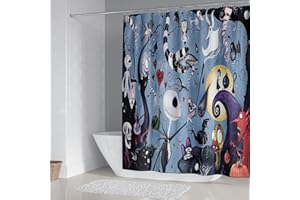DDS-DUDES Christmas Shower Curtain Kids Bathroom Halloween Decor with 12 Curtain Hooks for Bathroom, Waterproof 71 x 71 inch (SC-22)