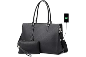 Laptop Bag for Women 17 inch Casual Work Bags for Women with USB Charging Port Laptop Tote Bag for Women with Clutch Purse