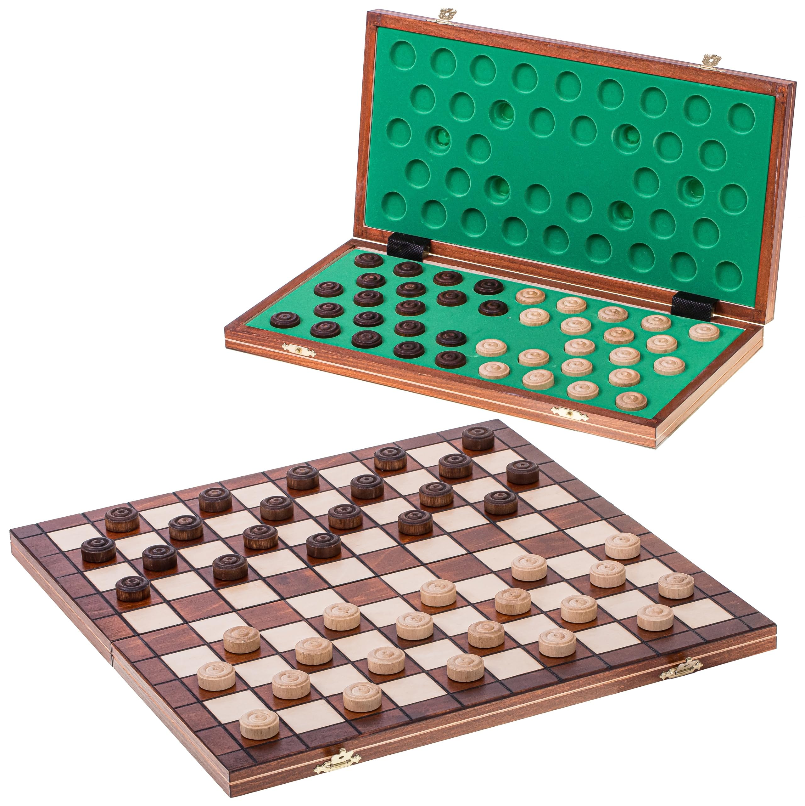 SQUARE - Wooden Checkers Set - 100 Fields - 40 x 40 cm - Draughts Game