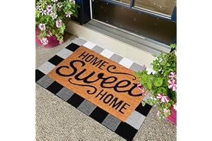Cekene Buffalo Checkered Front Door Mat 2x3 Cotton Woven Door Mats Black and White Checkered Rugs for Layered Door Mats Washa