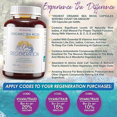 Buy Irish Sea Moss Organic Bladderwrack Burdock Root 120 Capsules Wildcrafted Seamoss Raw Organic Herb Cell Health Irish Moss Powder Gel Pills Alkaline Supplements Vegan Super Food 2 Month