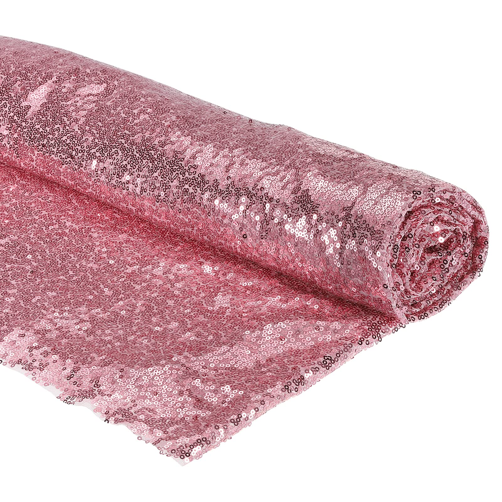 PATIKIL Sequin Fabric Pink, 4 Yards Length 4.9 Feet Wide, Mesh Fabric Full Glitter Sequins Fabric Sewing