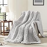 L'AGRATY Chunky Knit Blanket Throw,Soft Chenille
