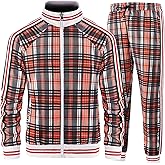 Aeeleire Track Suits for Men Set Plaid Tracksuit Mens Sweatsuits 2 Piece Sport Jogger Sweat Suits Clothes Jogging Outfits