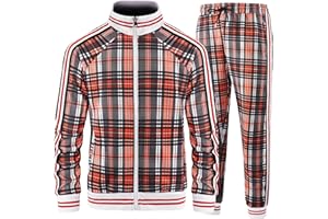 Aeeleire Track Suits for Men Set Plaid Tracksuit Mens Sweatsuits 2 Piece Sport Jogger Sweat Suits Clothes Jogging Outfits