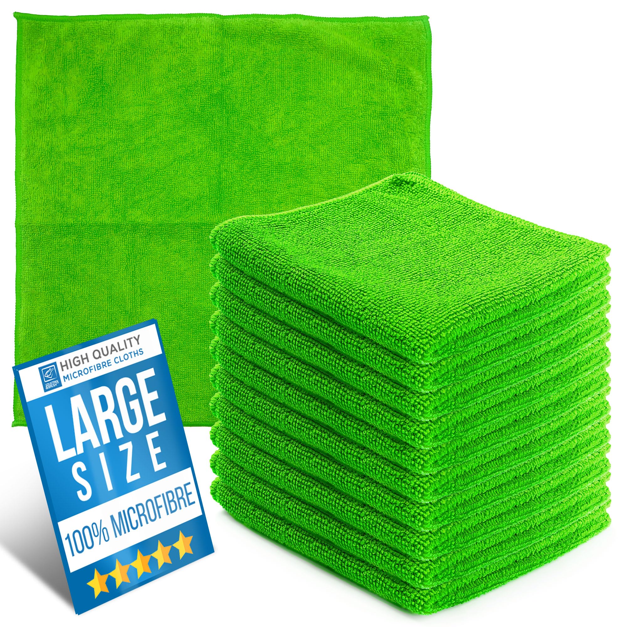 Microfiber Cleaning Cloth, Large Size 40x40cm, Super Absorbent Lint Free Microfibre Cloths Cleaning for Home, Kitchen, Surface, Mirrors, Bathrooms, Motorbike, Car (Green, 10)