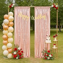 PartyDelight Sequin Backdrop Curtains Rose Gold 2FT