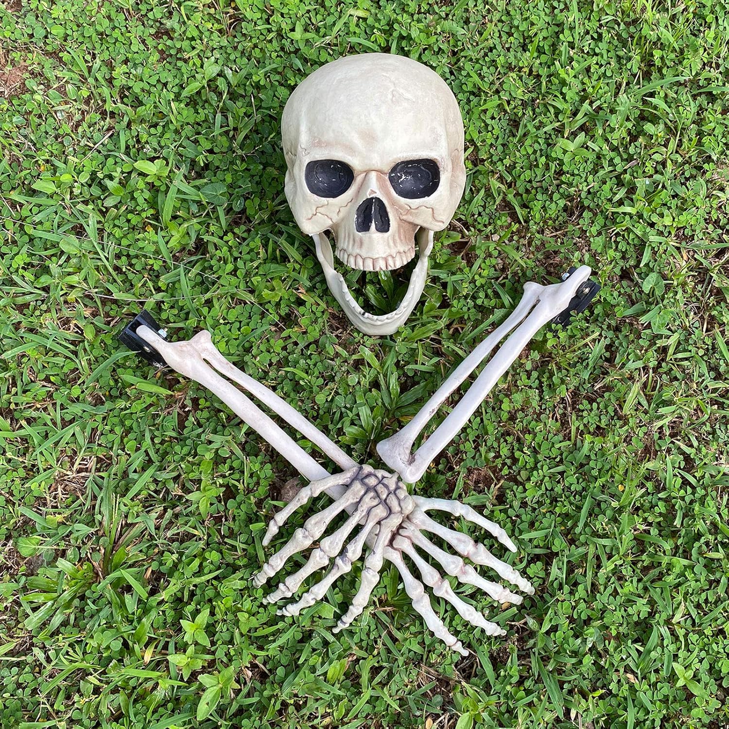 Decorative Garden Stakes - ALLADINBOX Halloween Creepy Graveyard Décor Groundbreaker Realistic Skeleton Bones and Skull(Include Skull, Hands and arms with Lawn Stakes) for Outdoor Party, Life Size
