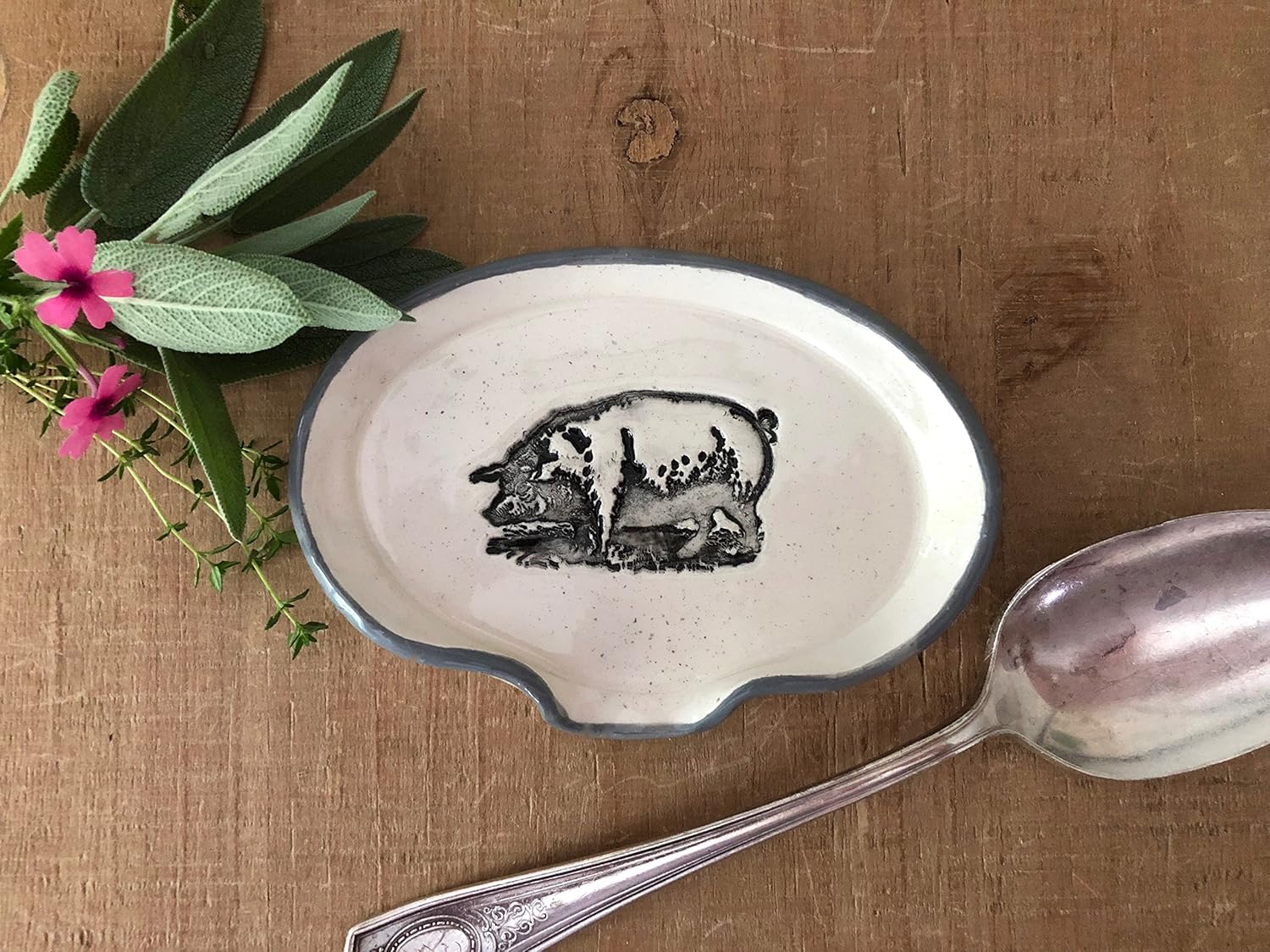 Farmhouse Inspired Pig Spoon Rest Handmade