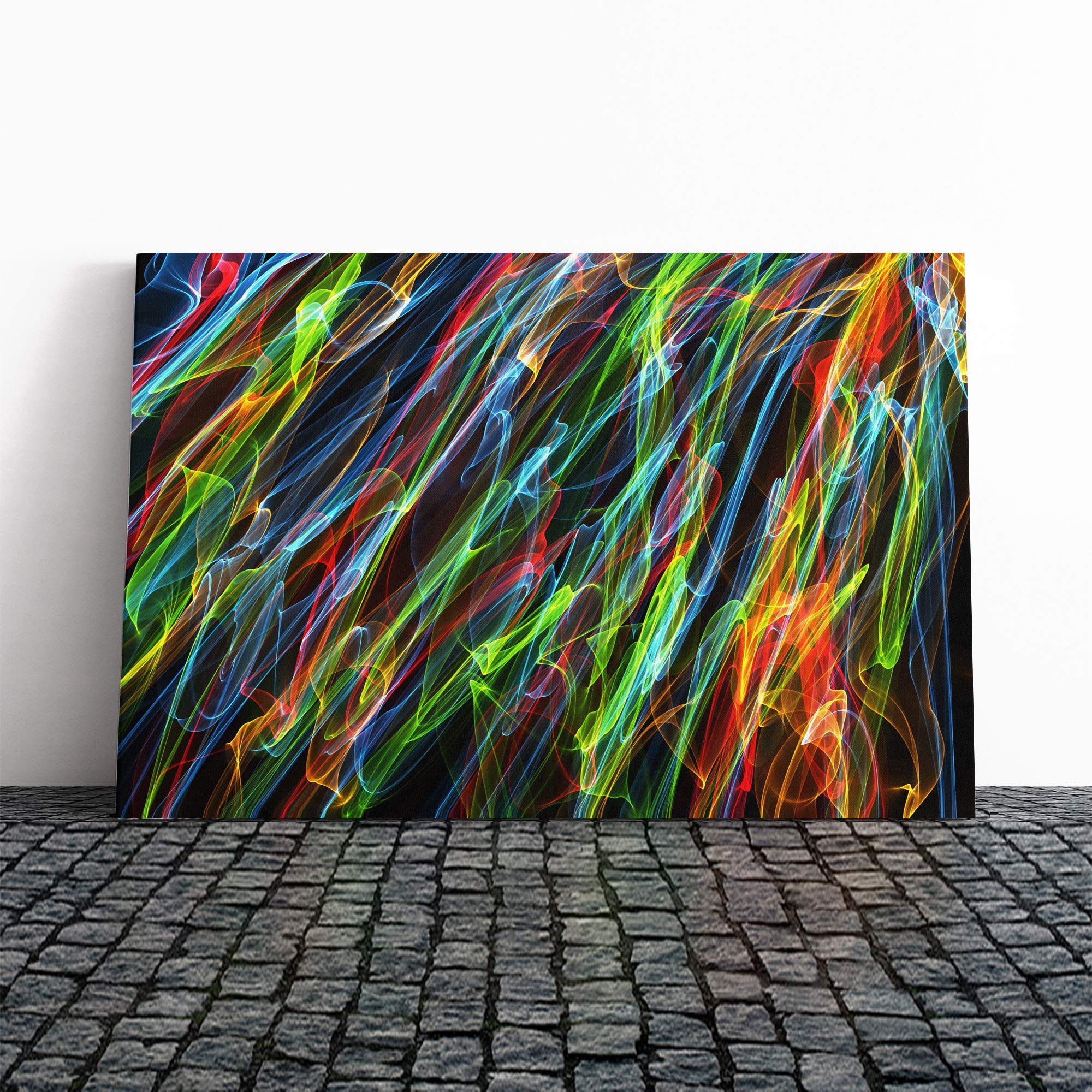 Rainbow Abstract Smoke and Flames (6) Canvas Print | Gallery Wrapped 30mm Frame Wall Art | 20x14 inches | Ready to Hang | Abstract Rainbow Picture | Living Room Bedroom Lounge Office