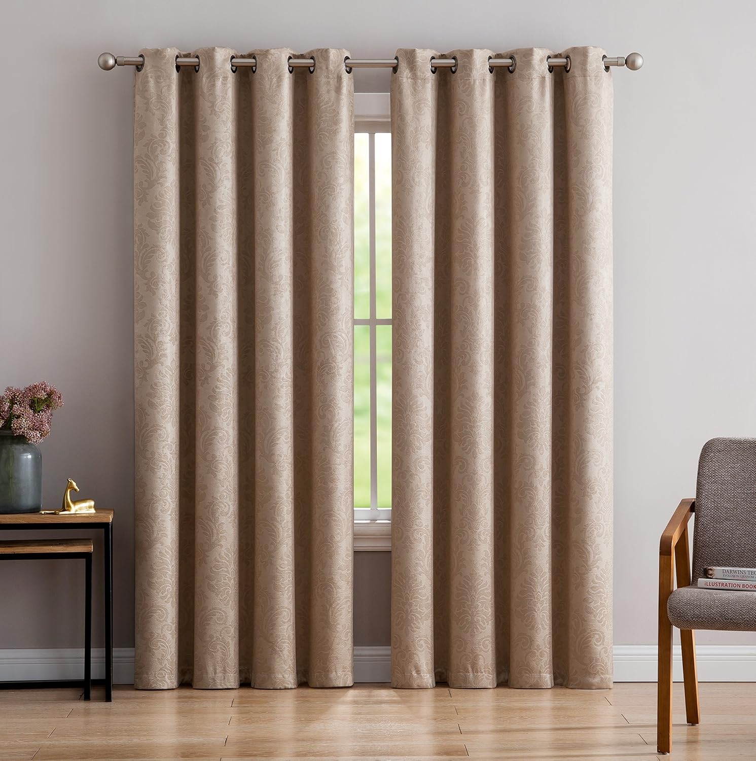 AsaTex Loretta - 1 Embossed Patio Extra Wide Curtain Panel with 16 Grommets - Thermal Weaved Blackout - Noise Reduction Fabric - Ideal for Sliding and Patio Doors (Patio 102 W x 84, Charcoal)