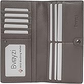 Bveyzi Ultra Slim Thin Leather RFID Blocking Credit Card Holder Bifold Clutch Wallets for Women