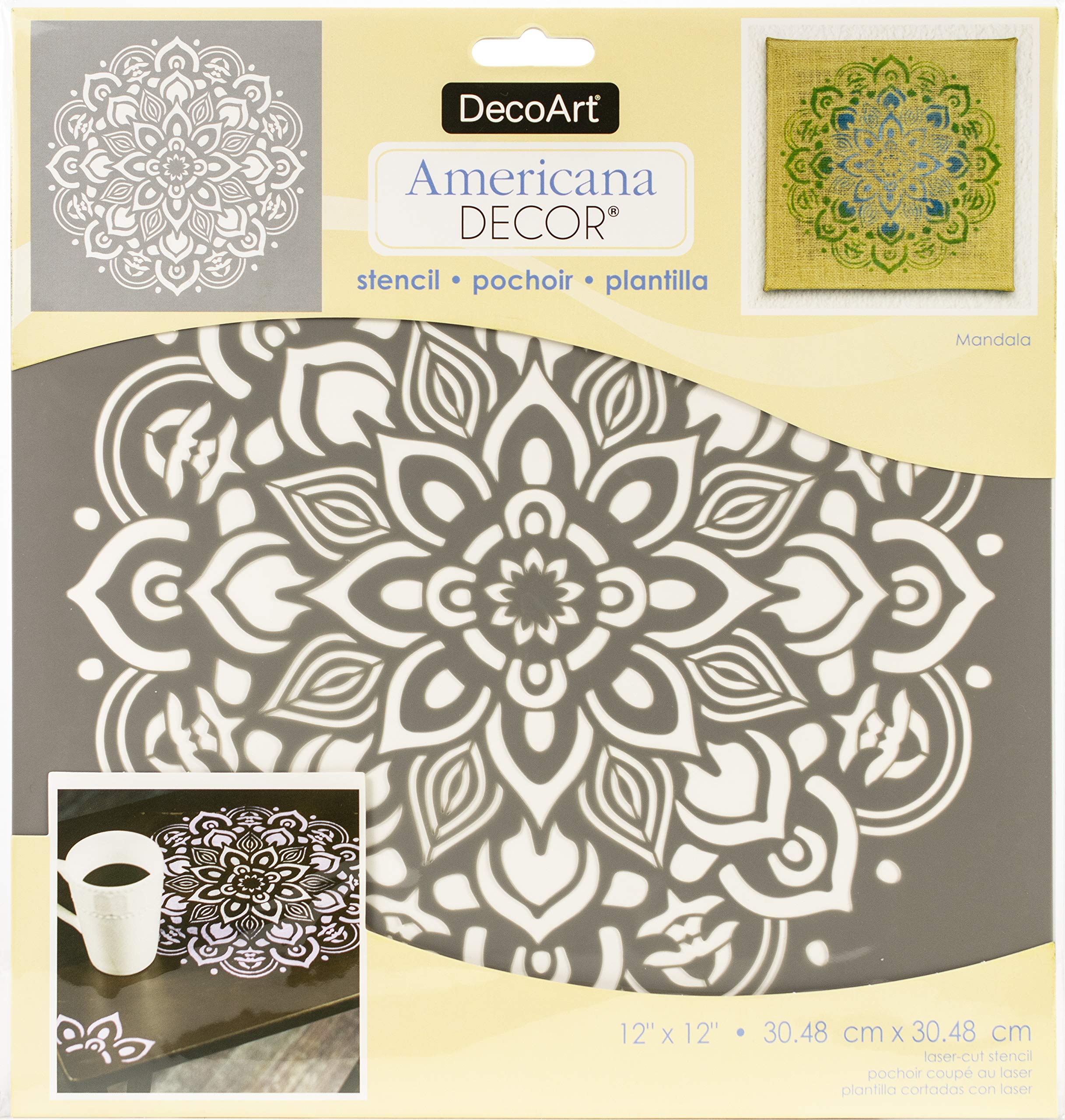 DecoArt Americana Decor Stencil Mandala, White, 12 x 12