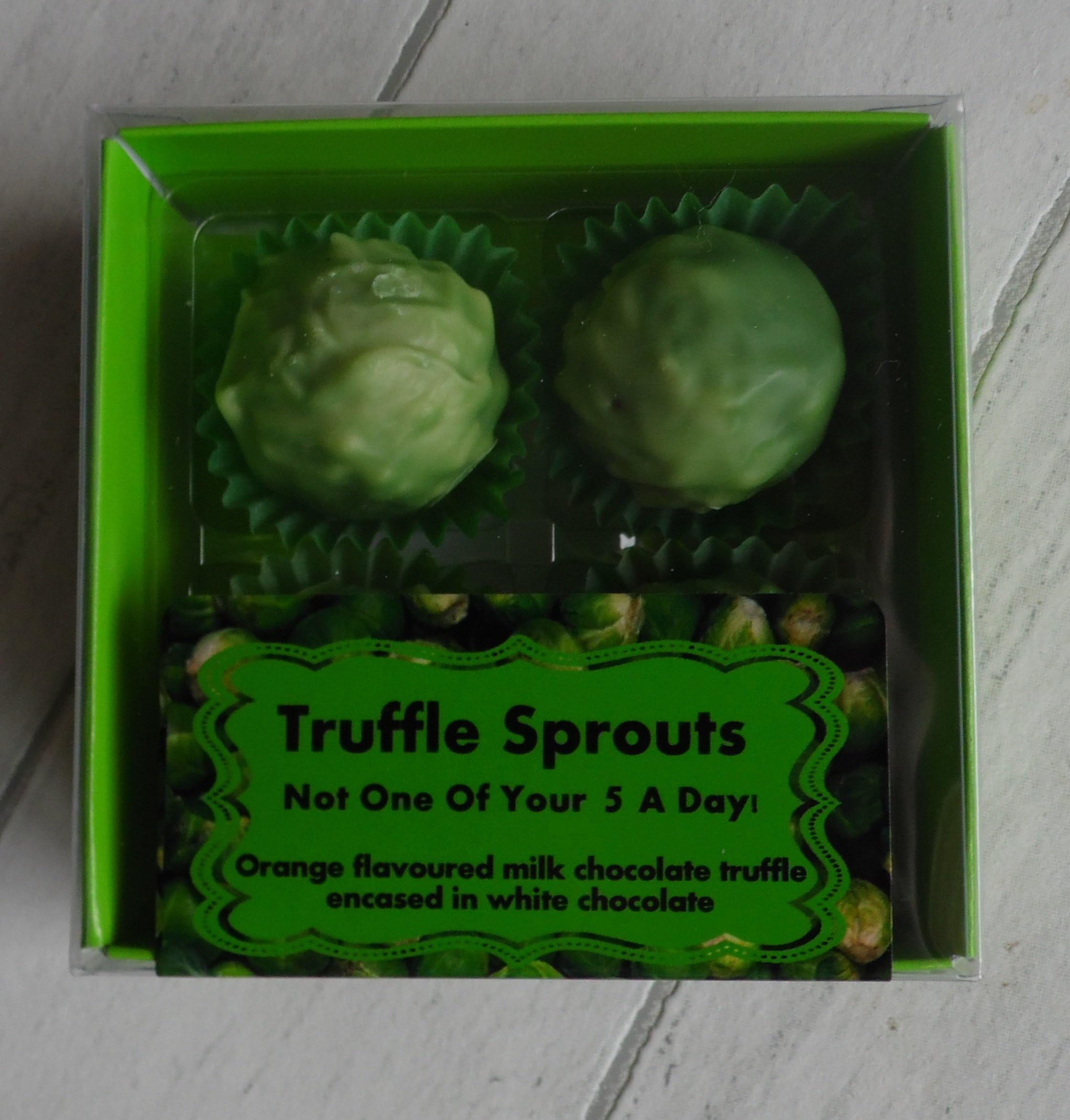 Truffle Sprouts "Not One Of Your Five A Day!"- Novelty Gift Box of 4 Brussel Sprout Truffles - Can Be Personalised